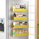 4 Pack Magnetic Spice Storage Rack Organizer for Refrigerator and Oven, Gold Fridge Organizers and Storage