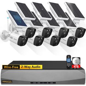 Solar Battery 100% Wire-Free 2-Way Audio 2-Antennas Enhance PIR Detection Outdoor Surveillance Camera System Solar Powered Battery Cameras System