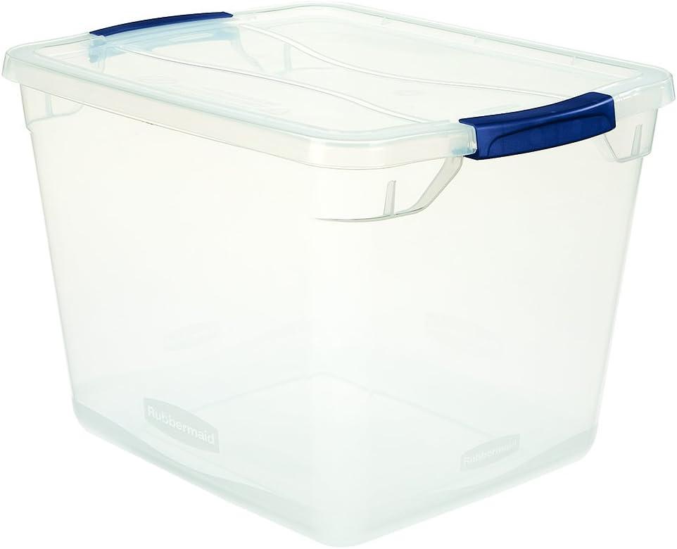 Clear 30 Qt/7.5 Gal, Stackable Plastic Storage Containers with Durable Latching Clear Lids, Visible Storage, Great for Closet, Laundry, and Kitchen Storage (Pack of 6)