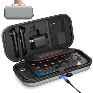 Auarte [Charge Inside] Switch 2 Carrying Case for Nintendo Switch 2 Console 2025 / Switch Original/Switch OLED, Slim Travel Carry Case for Switch 2 Accessories with 10 Game Card Storage (Grey, for Switch 2, Carrying Case)