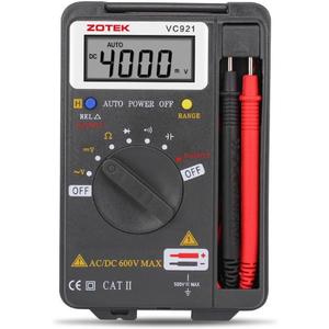 Digital Multimeter, Auto Ranging Pocket Digital Multimeter Digital Multi Tester - AC DC Voltage DC Current Resistance Diodes Capacitance Transistor Measuring Instrument (VC921)