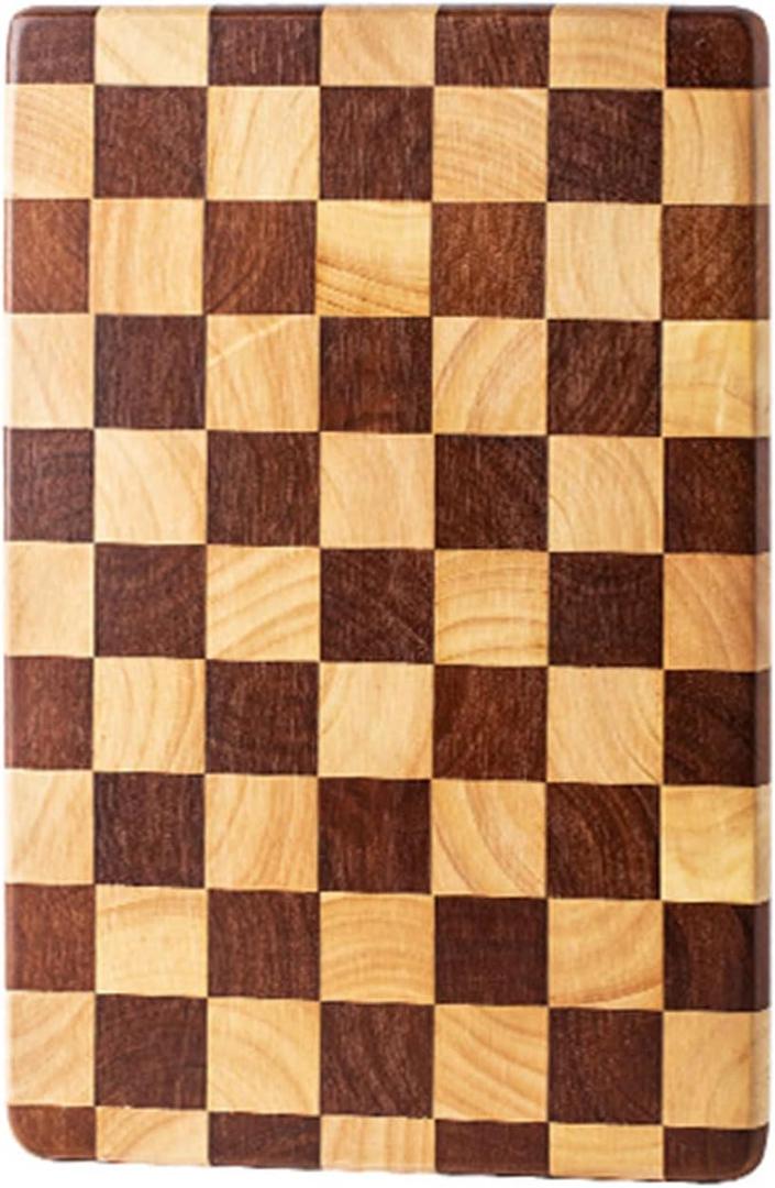 Linwnil End Grain Cutting Board 14.2"L x 9.5", Heavy Duty Acacia/Rubber Wood Cutting Board For Kitchen, Flippable Serving Board For Meat, Bread & Fruits, Rectangle14.2"L x 9.5"