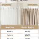 Heavy Duty Tension Curtain Rod by EZFurni, 42 to 123 Inches, Anti-Slip Spring Loaded Curtain Rods No Drilling, Apartment Renter Friendly Tension Rods for Windows, Bathroom, Patio, Room Divider, White