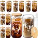 12 Pcs Nurse Appreciation Gifts Mason Jar Glass Cup 16 oz Coffee Drinking Jars with Lids and Straws Cleaning Brush Nursing Drinking Gift for Women Birthday Nurse Practitioner