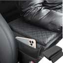 zipelo Car Armrest Cushion, Carbon Fiber Leather Auto Center Console Pad, Memory Foam Armrest Box with Storage Bag, Hand Rest Pillow with Organizer Pockets, Universal Fit for Most Vehicles (Black)