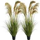 Alonfala - 57" (2-Pack) Artificial Pampas Grass in Stylish Planters: Elevate Every Corner with Tranquil Ambiance. Perfect for Indoor Decor, Housewarming, and New Home Celebration.