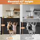 120" Retractable Baby Gates Dog Gate Extra Wide, 42" Tall Child Pet Safety Gate with Reinforced Strips for Stairs, Long Mesh Garage Gates Fence for Outdoor Indoor Large Openings Driveway Decks Patio