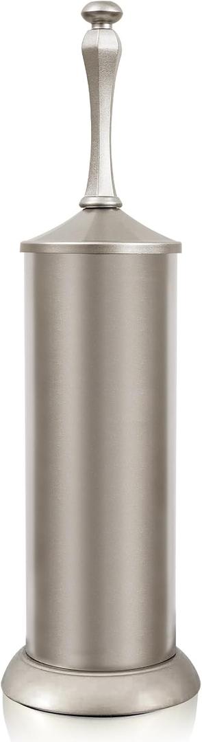 Stain Nickel Toilet Brush and Holder, Extra Long Handled Toilet Brush for Bathroom, Stainless Steel Heavy Duty Toilet Bowl Brush, Deep Cleaning Modern Toilet Cleaner Brush -Space Saving, Covered Brush