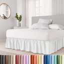 Wrap Around Dust Ruffle Bed Skirt - White - for Full Size Beds with 12 Inch Drop - Easy Fit Elastic Strap - Adjustable Pleated Bedskirt w/Brushed Fabric - Wrinkle Free - for Women, Men, Kids & Teens