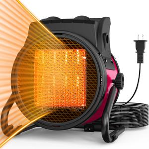 Outdoor Patio Heater, 1500W Outdoor Heaters for Patio Overheat Protection, 3S Fast Heating, Garage Heaters with Long Cord for Greenhouse, Patios, Outdoor Use (Red)