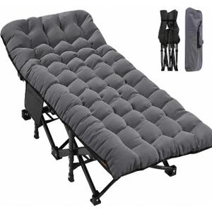 ABORON Oversized Camping Cot for Adults, 900 lbs Heavy Duty Folding Camping Bed with Mattress Pad, 78 x 32 in XXL Outdoor Cot, 1200D Oxford Portable Sleeping Cot with Carry Bag for Camping, 78 x 32 x 18 inches