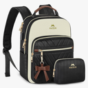 MATEIN Mini Backpack Purse for Women, Fashion Small Purse Backpack with USB Charging Port, Waterproof Casual Daily Cute Shoulder Bag Ladies Handbags for Travel Work College, 2pcs Sets, Black-Beige