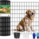 Welded Wire Fence 24inch x 50ft, Black PVC Coated Garden Fencing, 2 inch x 3inch 16Gauge Chicken Wire Fence Roll, Anti-Rust Metal Fencing for Yard Plant Protection Poultry Netting