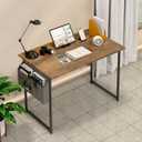 YSSOA Computer Desk Home Office Work Study Writing Modern Simple Table with Headphone Hooks, 40 Inch
