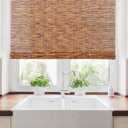 Forever Bamboo Light-Filtering Cord-Free Bamboo Reed Roll-Up Blind Shades for Windows Manual Roman Blinds Coffee 60 in W x 72 in H