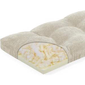 baibu 40 Inch Bench Cushion, Dual-Layer Patent Design Memory Foam Indoor Outdoor Rectangle Bench Seat Cushion, Non-Slip Standard Size Rectangle Seat Pad with Ties, 40x15x3Inch, Beige