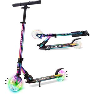 Aero Scooter for Kids 5-8 | Dynamic Lights, Hand Brake & Shock Absorption | Boys Girls 2 Wheels Kick Scooter | Foldable & Height Adjustable