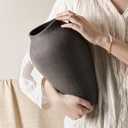 Black Ceramic Vase - Large 11.8 Inch Tall Floor Vase for Centerpieces, Farmhouse Rustic Minimalist Home Decor for Living Room, Enterway, Wedding (Sandstone Black)