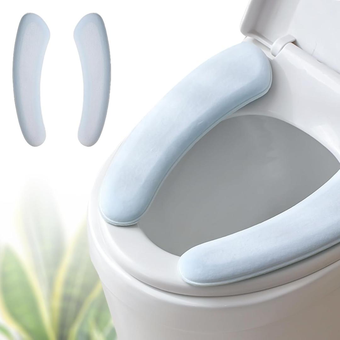 Thick and Elastic Toilet Seat Cover  Washable & Reusable with Double-Sided Hook and Loop Fastener for Easy Attachment  Cushioned Mat with Thick Sponge for Extra Comfort (Blue)