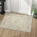 LIVEBOX Washable Rug 2x3 Kitchen Mats for Floor Entryway, Non Slip Front Door Mat for Bathroom Hallway, Boho Low-Pile Small Carpet Farmhouse Throw Indoor Rugs for Bath Sink, Tan (2fx3ft)