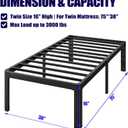 Hunlostten 16" Heavy Duty Twin Bed Frame No Box Spring Needed, Metal Platform Bed Frame Twin with Round Corners, Easy Assembly, Noise Free, Black