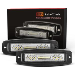 BUNKER INDUST 7" Flush Mount LED Light Pods, 2 Pcs 4800LM Off Road Work Bar Flood Spot Combo Beam Driving Fog Bumper Lights for Truck Golf Cart UTV ATV