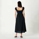 The Drop Women's Melody Cap Sleeve Tie Front Cotton Dress (Black)
