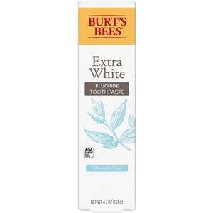 Burt's Bees Extra White Toothpaste, Fluoride Toothpaste, Natural Flavor, Mountain Mint, 4.7 oz, Pack of 2