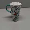 Topadorn Christmas Ceramic Coffee Travel Mug with Sealed Lid Tea Cup with Color Box, Microwave & Dishwasher Safe, 17oz Unique Coffee Mug for Latte & Hot Chocolate, Red Cardinals Bird