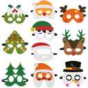 IWNTWY Christmas Felt Masks for Kids Girls Boys, Cosplay Masquerade Party Eye Mask with Elastic Rope, Include Snowman, Santa Claus, Reindeer, PineTree Mask, 10 Styles