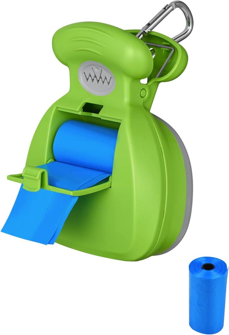 KALLAK Portable Dog Pooper Scooper, Hands Held Pet Poop Picker Upper Integrated Bag Dispenser with 2 Rolls Waste Bag for Walks, Travel, Camping