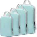 WOOMADA Compression Packing Cubes for Suitcases Travel Essentials 4 Set Expandable Travel Bags Organizer for Luggage(turquoise)