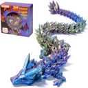 5 x PETBSNVB Three Color 12" 3D Printed Dragon, Articulated Dragon, Crystal Dragon, Dragon Fidget Toy, Home Office Decor Executive Desk Toy (Blue Head)