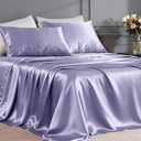 FreshCulture Satin Sheets Queen Size Bed Set- 4 Piece Luxury Soft Silky Queen Sheet Set, Similar to Silk Bed Sheets with 1 Deep Pocket Fitted Sheet, 1 Flat Sheet & 2 Pillowcases (Lavender)