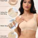 Women's Seamless Wireless Bras No Underwire Push Up Bra Stylish Hollow Out Bralette Full Coverage T Shirt Bra (Black, L)