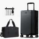 ECOHUB Hardside Expandable Carry On Luggage, 20" Rolling Luggage 22x14x9 Airline Approved with Spinner Wheels & TSA Lock, Lightweight Small Hardshell Travel Suitcase Valises, 20inch Carry-on Black