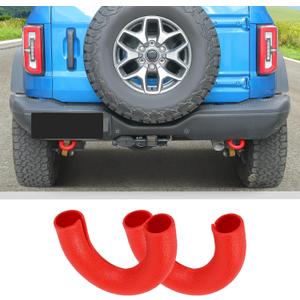 JWWY Rear Bumper Tow Hook Covers Tow Trailer Hitch Receiver Cover Towing Hitch Rubber Sleeve Protector Cover Trim Fit for 2021-2025+ Ford Bronco Exterior Accessories Red 2PCS