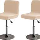Bar Stools Cover with Back Velvet Barstools Slipcovers Stretch Counter Height Bar Stool Covers Protector Square Swivel Barstool Covers for Kitchen Bar Set of 2 Beige-Gray