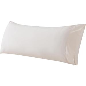 WhatsBedding Body Pillow Cover Cotton Fabric, Long Pillowcase Breathable & Skin-Friendly, Envelope Closure - Beige (20x54 inch)