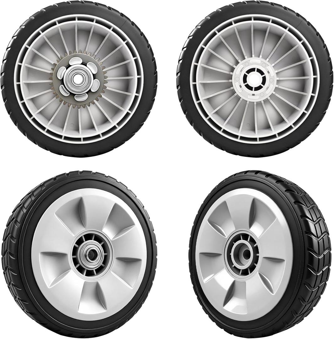 4 Pack Lawn Mower Wheels, HRR216K9VKAA Wheels, Fit for Honda HRR216 HR215 HRT216 HRB215 HRR2168vka etc 21 Inch Lawn Mower,2 Rear Wheels 42710-VE2-M02ZE, 2 Front Wheels 44710-VL0-L02ZB