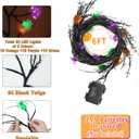 [8 Modes & Timer] 6 Ft Halloween Willow Vine Twig Decor Garland with Bats Pumpkins Spiders Lights, 54 LED Battery Operated Halloween Lights for Indoor Home Mantle Fireplace Decor