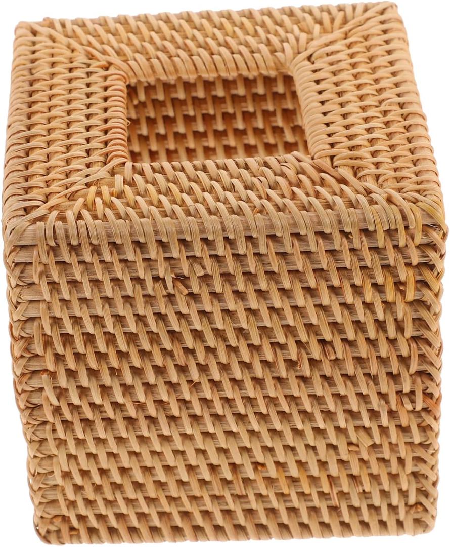 HEALLILY Rattan Tissue Box Cover Woven Tissue Holder for Bathroom and Living Room Decor Compact Sturdy Natural Material for Use