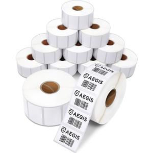 Aegis Adhesives - 1.5" X 1" Direct Thermal Labels (12 Rolls, 1300 Labels/Roll) Multipurpose for QR Codes - Perforated, Compatible with Zebra Desktop Printers - NOT Rollo Compatible