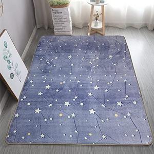 Gefosin Luminous Area Rug Glow in The Dark for Bedroom Living Room, Unique Soft Washable Modern Indoor Rugs for Children Dorm Home Decor, Blue Galaxy 2.8x5.2 Feet