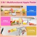 Apple Peeler, Slicer Corer Potato Peelers 3 In 1, Stainless Steel Heavy Duty with Suction Cup Base And 3 Extra Blades (White)