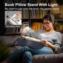 ERGONOV Book Pillow Stand with 6500K Reading Light, Hands Free Book Holder, Comfortable Lap Book Stand for Reading in Bed, Desk, or Sofa, Wooden Book Rest for Book Lovers,AAA Battery Required