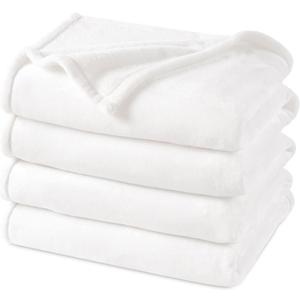 PHF No Shed No Pilling Fleece Blankets Queen Size -Ultra Soft Lightweight & Cozy Bed Blanket, Plush Anti-Stati Microfiber, Room Home Decor Gifts for Women and Men, 90" x 90", White