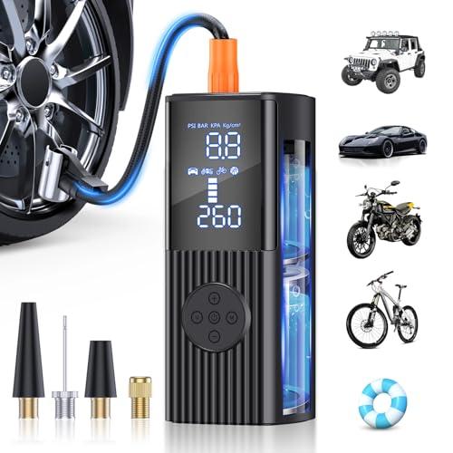 Hafuloky Tire Inflator Portable Air Compressor, 180PSI Cordless Air Pump with Digital Gauge, LED Light and Auto Shut-Off Function, 3X Faster Air Compressor for Car, Motorcycle, Bicycle, Ball BROKEN SCREEN