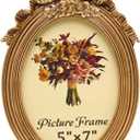JANDERART Vintage Oval Picture Frame 5x7 Inch, Antique Ornate Photo Frames with Glass Front, Tabletop & Wall Hanging, Gold