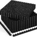 AIRHOP 1'' Ultra-Thick 48 Sq Ft Rubber Top Gym Flooring for Home Gym, 12 Tiles High Density EVA Foam Exercise Mats, Interlocking Puzzle Mats for Home Workout, Floor & Equipment Protection, Black/White